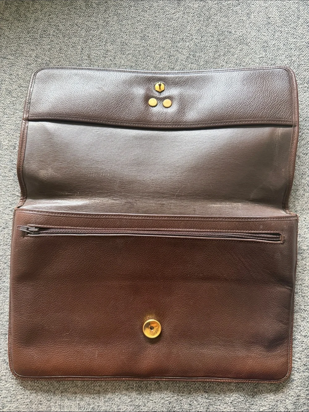 Dior Brown Leather Clutch with Gold Tone Dior Lock